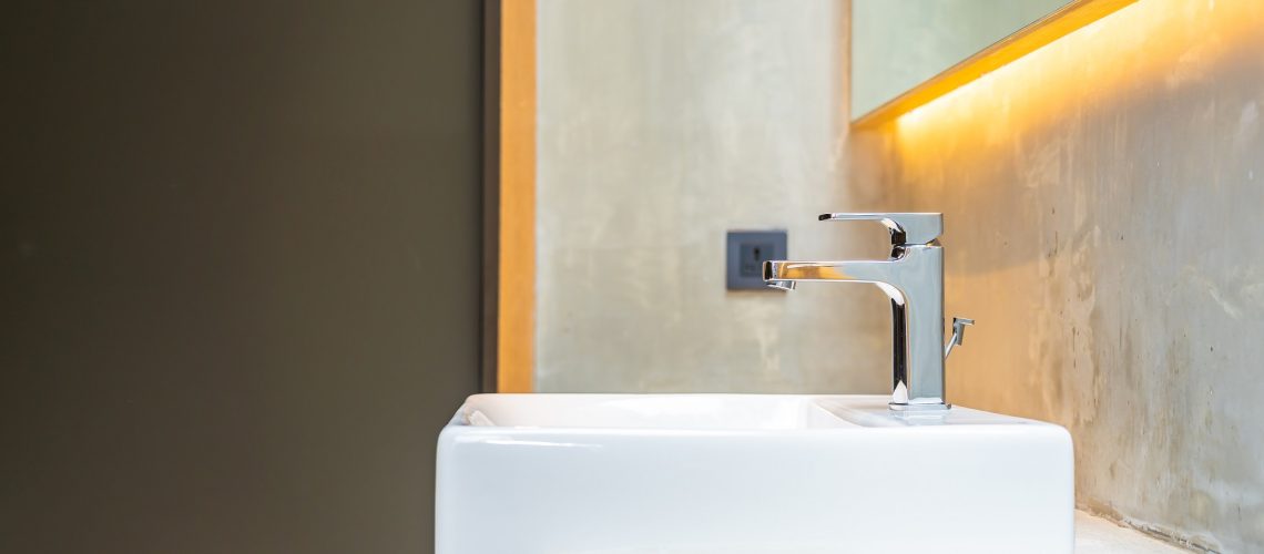 Modern sink and faucet in a bathroom