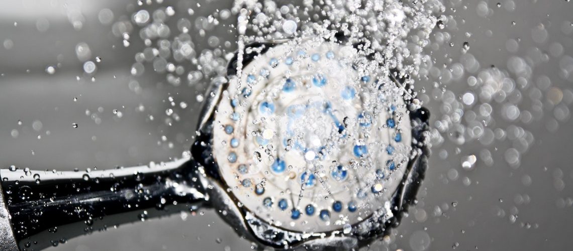 shower head spraying water